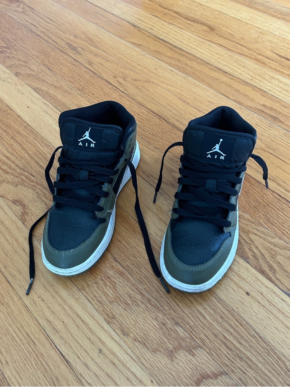 Jordan Kids Black and Olive High-Top Sneakers